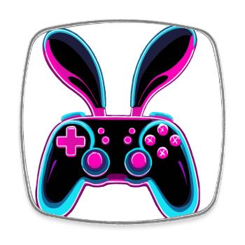Easter Bunny Gamer Iconic Easter Gaming - Square fridge magnet - white - Front