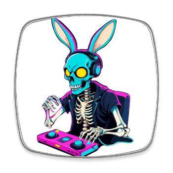 Lapin de Pâques Gamer & Gaming Streetwear Iconique - Magnet carré - blanc - Devant