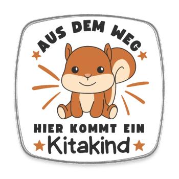 Out of the way, here comes a kindergarten child - Square fridge magnet - white - Front