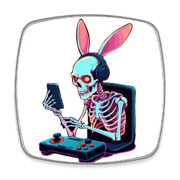 Lapin de Pâques Gamer et Design de streetwear de jeu - Magnet carré - blanc - Devant