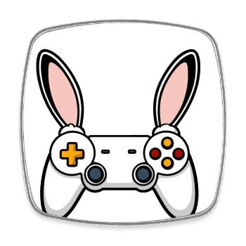 Easter Bunny Gamer & Gaming Streetwear Iconic - Square fridge magnet - white - Front
