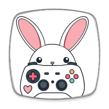 Lapin de Pâques Gamer Jeux de Pâques emblématiques - Magnet carré - blanc - Devant
