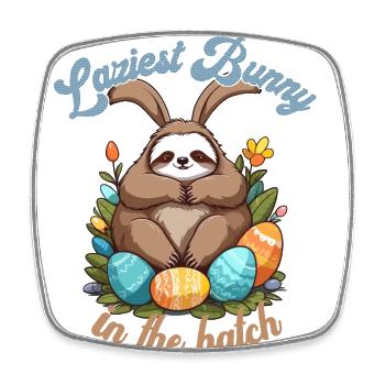 Drôle de dicton paresseux lapin de Pâques emblématique - Magnet carré - blanc - Devant