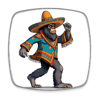 Mexikanischer Bigfoot Sasquatch Sombrero - Viereckiger Kühlschrankmagnet - Weiß - Vorne