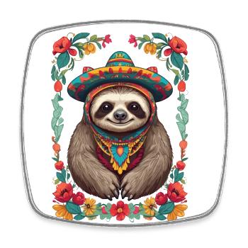 Paresseux Mexique Sugar Skull Streetwear - Magnet carré - blanc - Devant