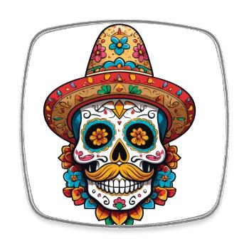 Design streetwear emblématique de Sugar Skull Mexico - Magnet carré - blanc - Devant