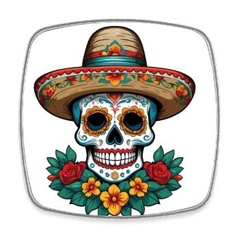 Iconic Sugar Skull Mexico Skull Streetwear - Square fridge magnet - white - Front