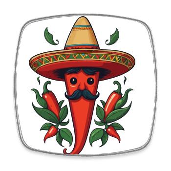 Ästhetik Chili Streetwear Mexikanisch Scharf - Viereckiger Kühlschrankmagnet - Weiß - Vorne