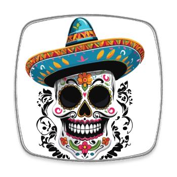 Iconic Sugar Skull Mexican Streetwear - Square fridge magnet - white - Front