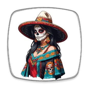 Iconic Sugar Skull Mexico Skull Streetwear - Square fridge magnet - white - Front