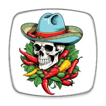 Esthétique Chili Skull Design Style mexicain - Magnet carré - blanc - Devant