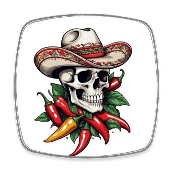 Esthétique Chili Skull Design Style mexicain - Magnet carré - blanc - Devant