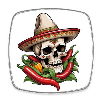Esthétique Chili Skull Design Style mexicain - Magnet carré - blanc - Devant