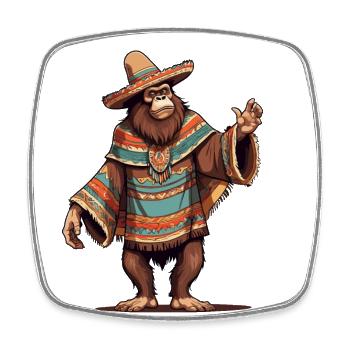Mexikanischer Bigfoot Sasquatch Mit Sombrero - Viereckiger Kühlschrankmagnet - Weiß - Vorne