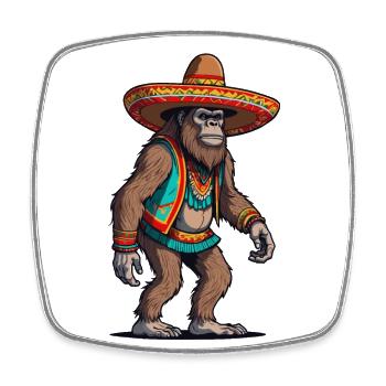Mexikanischer Bigfoot Sasquatch Mit Sombrero - Viereckiger Kühlschrankmagnet - Weiß - Vorne