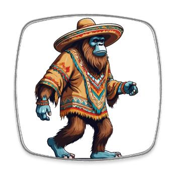Mexikanischer Bigfoot Sasquatch Sombrero - Viereckiger Kühlschrankmagnet - Weiß - Vorne