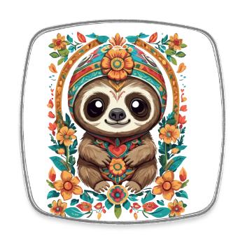 Faultier Mexiko Zuckerschädel Dia De Muertos - Viereckiger Kühlschrankmagnet - Weiß - Vorne