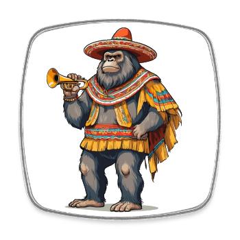 Sasquatch Bigfoot mexicain avec sombrero - Magnet carré - blanc - Devant