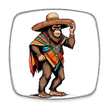 Mexikanischer Bigfoot Sasquatch Sombrero - Viereckiger Kühlschrankmagnet - Weiß - Vorne