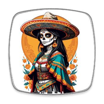 Iconic Sugar Skull Mexico Skull Streetwear - Square fridge magnet - white - Front