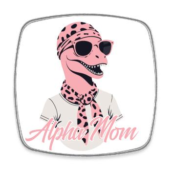 Alpha Maman Drôle Dinosaure Maman Dinos Cool - Magnet carré - blanc - Devant