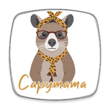 Capymama Funny Capybara Mother Capybara - Square fridge magnet - white - Front