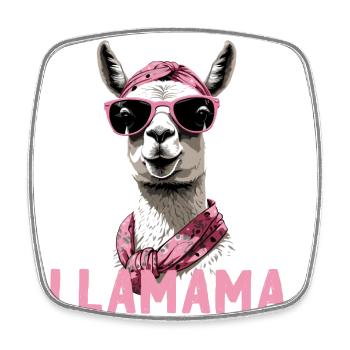 Funny Llama Loving Mom Design - Square fridge magnet - white - Front