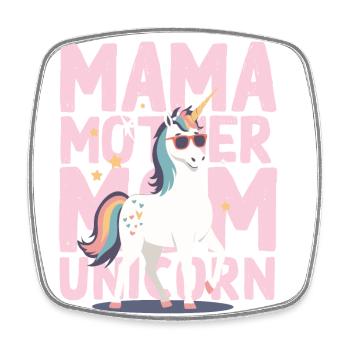 Licorne Maman Licornes Aimant Drôle Élégant - Magnet carré - blanc - Devant