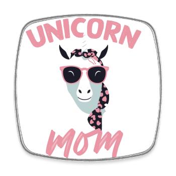 Licorne Maman Licornes Élégantes Femme Aimante - Magnet carré - blanc - Devant