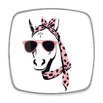 Maman Cheval Cheval Amant Mère Cheval Fille - Magnet carré - blanc - Devant