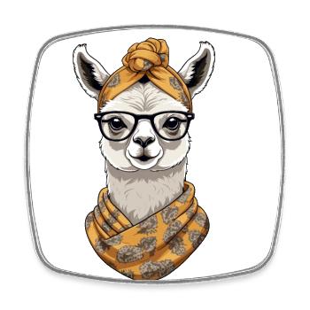 Llama Loving Mom Funny Design Mother's Day - Square fridge magnet - white - Front