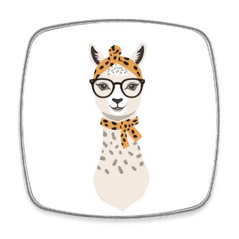 Lustiges Lama Alpaca Mutter Design - Viereckiger Kühlschrankmagnet - Weiß - Vorne