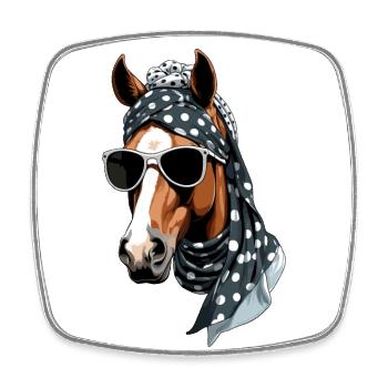 Maman Cheval Cheval Amant Mère Cheval Fille - Magnet carré - blanc - Devant