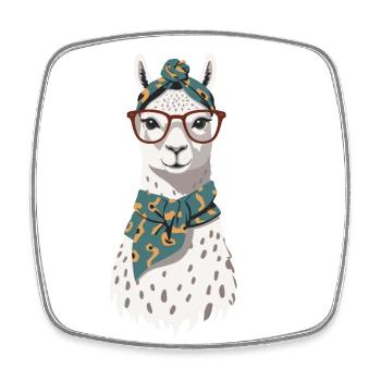 Lustiges Lama Alpaca Mutter Design - Viereckiger Kühlschrankmagnet - Weiß - Vorne