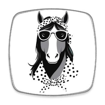 Mama Pferd Pferdeliebhaber Mutter Stilvolle Design - Viereckiger Kühlschrankmagnet - Weiß - Vorne