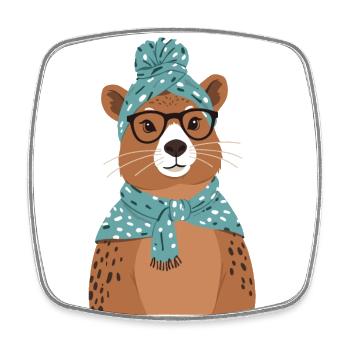 Drôle Capymama Capybara Maman - Magnet carré - blanc - Devant
