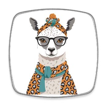 Llama Loving Funny Mother's Day Design - Square fridge magnet - white - Front