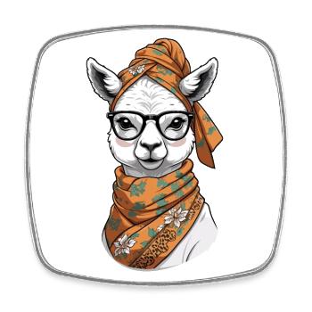 Funny Llama Alpaca Mother Design - Square fridge magnet - white - Front
