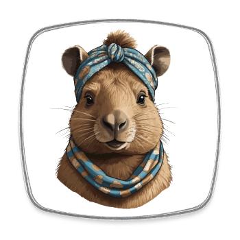 Drôle Capymama Capybara Maman - Magnet carré - blanc - Devant