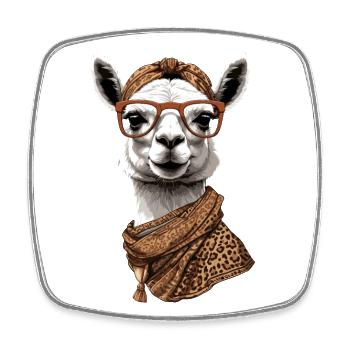 Lama Alpaga Drôle Maman Design Amour - Magnet carré - blanc - Devant