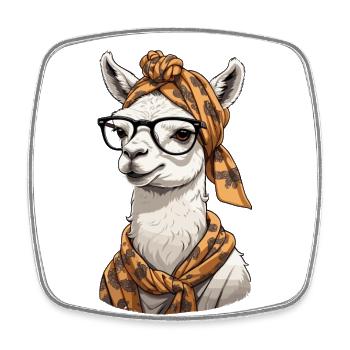 Lama Alpaca Lustiges Mutter Design Liebe - Viereckiger Kühlschrankmagnet - Weiß - Vorne