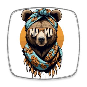 Funny Mom Bear Mother Bear Bear Lover - Square fridge magnet - white - Front