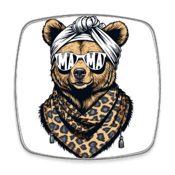 Lustiger Mama Bär Design Mutter Bärin - Viereckiger Kühlschrankmagnet - Weiß - Vorne