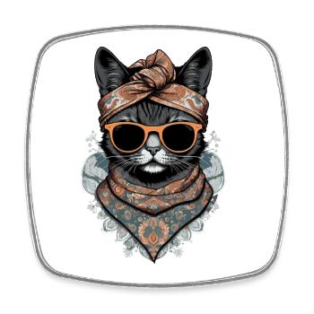 Niedliche Katzenmama Katzenmutter mit Stil - Viereckiger Kühlschrankmagnet - Weiß - Vorne