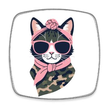 Cute Cat Mom Cat Lover Mom Style - Square fridge magnet - white - Front