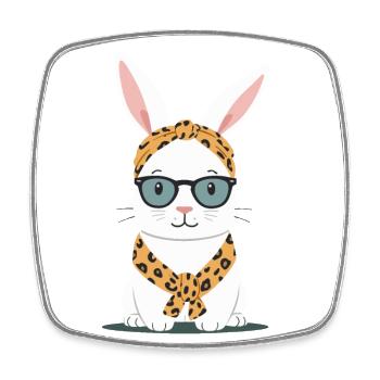 Maman Lapin Mignon Lapin Maman Mignon Lapin de Pâques - Magnet carré - blanc - Devant