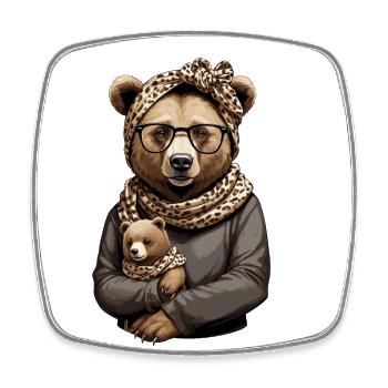 Funny Mama Bear Mother Bear Bear Lover - Square fridge magnet - white - Front