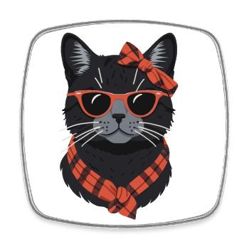 Cute Cat Mom Cat Lover Mom Style - Square fridge magnet - white - Front