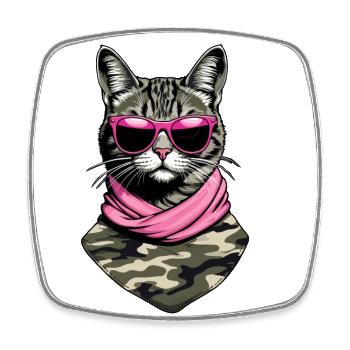 Mignonne maman chat chat maman avec style - Magnet carré - blanc - Devant