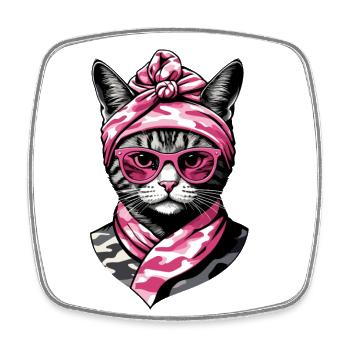 Cute Cat Mom Cat Lover Mom Style - Square fridge magnet - white - Front